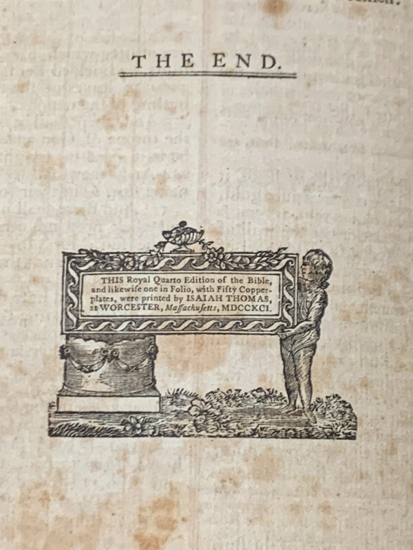 1791 Isaiah ThomasKing James Bibles, Royal Quarto