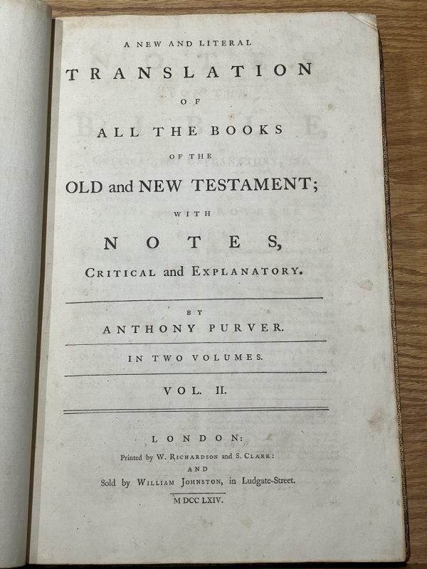 1764 “Purver’s”  The “Quaker Bible”Oldest English Bibles