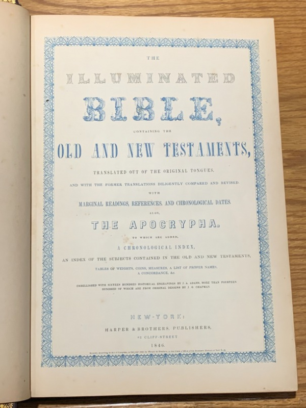 1846 Harper Brothers IlluminatedKing James Bibles