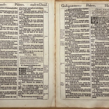 Two 1611 King James Pulpit Folio Psalm Leaves $249