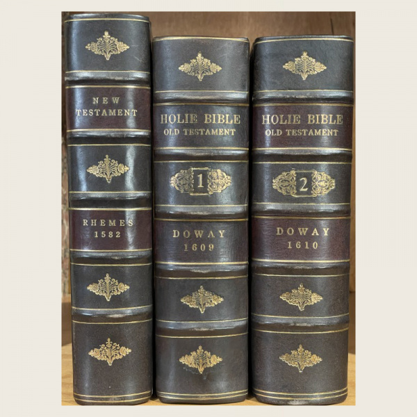 1582 Rheims New Testament 1609-1610 Douay Old Testament 3 Vol.Oldest English Bibles
